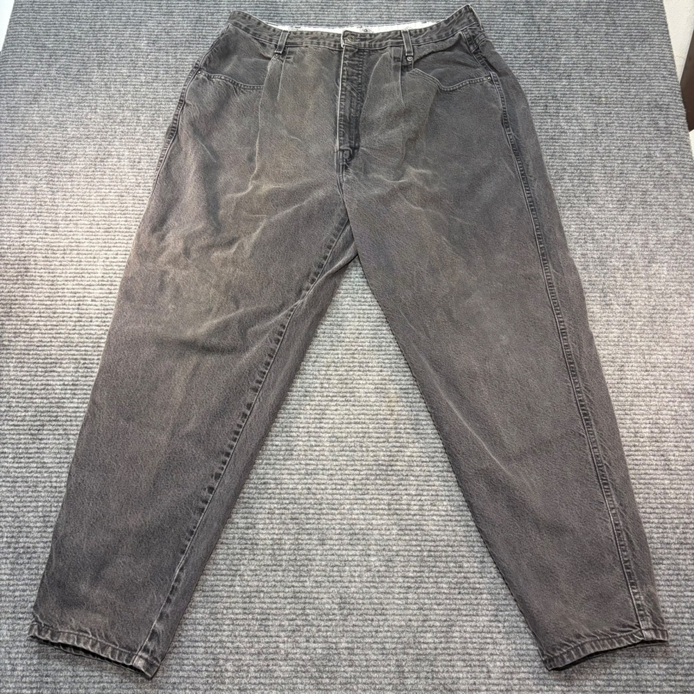 Vintage Brittania Baggy Fit Jeans Womens 22W Faded Black Pleated High Rise 90s